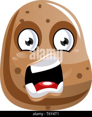 Angry looking brown potato illustration vector on white background Stock Vector