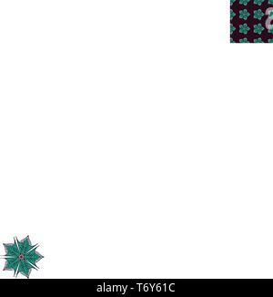 vector pattern of symmetrical oriental seamless mandala flower green on purple background for design and textiles Stock Vector