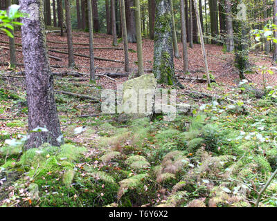 A stone boulder in the Swabian Franconian forest in southern Germany Stock Photo