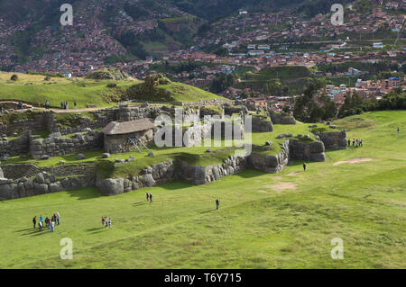 Elevated view of the ruins of Sacsayhuaman in Cusco, Peru. Stock Photo