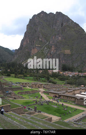 Inca ruins in Ollantaytambo, Peru. This region is part of Sacred Valley of the Incas. Stock Photo
