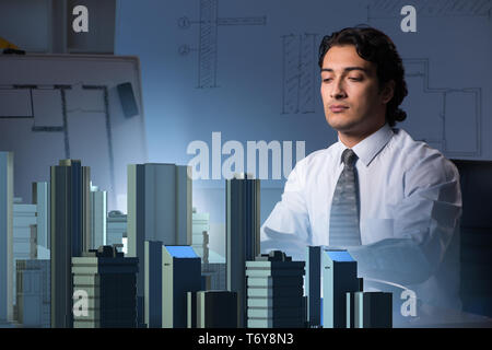 Futuristic architect doing urban planning Stock Photo