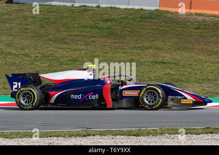 Barcelona, Spain, March 5th, 2019 - Ralph Boschung from Switzerland with 21 Trident Racing - on track during day 1 of Fia F2 Pre-Season Test at Circui Stock Photo