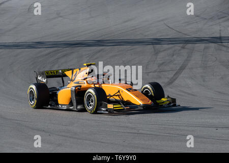 Barcelona, Spain.  March 5th, 2019 - Jack Aitken from Great Britain with 15 Campos Racing  - during day 1 of Fia F2 2019 Pre-Season Test at Circuit de Stock Photo