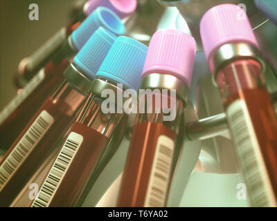 Lab equipment centrifuging blood. Concept image of a blood test. 3D illustration. Stock Photo