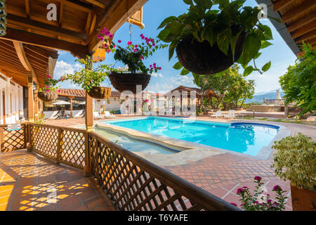 pool Hotel Caseron Plaza Santa Fe in Antioquia Colombia Stock Photo