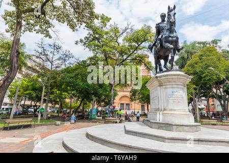 Bolivar square Medellin equestrian statue Colo Stock Photo