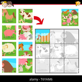 jigsaw puzzles with funny farm animals Stock Photo - Alamy