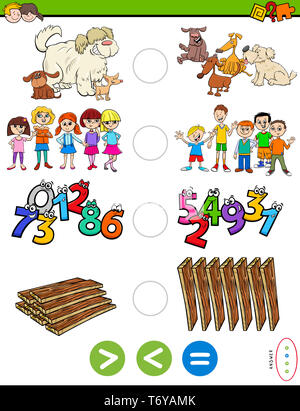 greater less or equal educational puzzle game Stock Photo