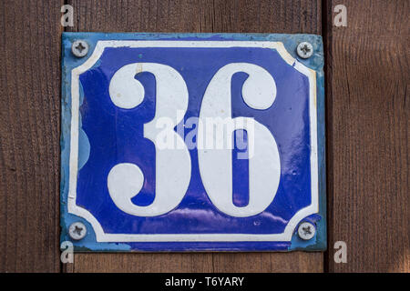 Antique house number 36 Stock Photo