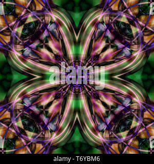 Kaleidoscopic psychedelic pattern. Abstract symmetric luminous b Stock Photo