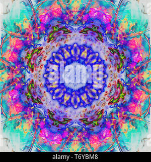 Kaleidoscopic psychedelic pattern. Abstract symmetric luminous b Stock Photo