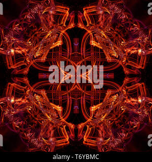 Kaleidoscopic psychedelic pattern. Abstract symmetric luminous b Stock Photo