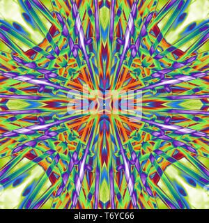 Art psychedelic pattern. Abstract symmetric colorful background. Stock Photo