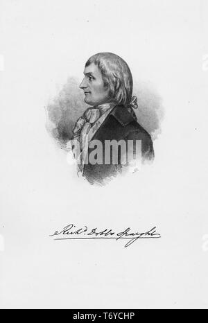 Engraved portrait of Richard Dobbs Spaight, member of the Continental Congress, signer of the Constitution of the United States and the eighth Governor of the U.S. state of North Carolina, 1845. From the New York Public Library. () Stock Photo