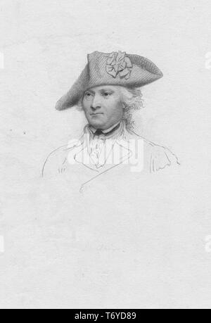 An engraving from a portrait of Arthur St Clair, he was a Scotland born ...
