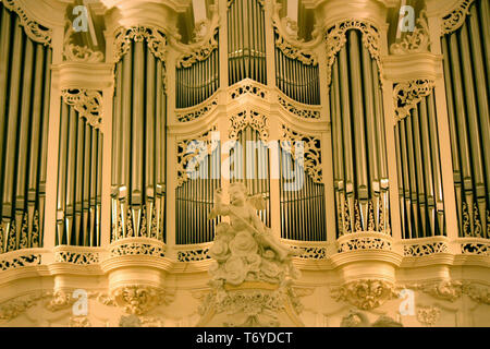 Organ, Ludwigskirche, Saarbruecken, Germany Stock Photo