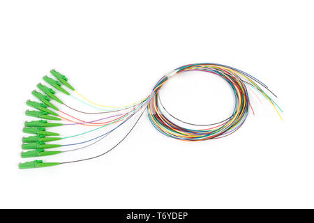 fiber optic single mode hybrid patch cord Stock Photo