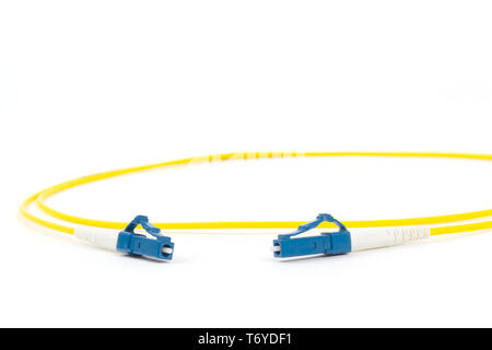 fiber optic single mode hybrid patch cord Stock Photo
