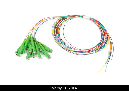 fiber optic single mode hybrid patch cord Stock Photo