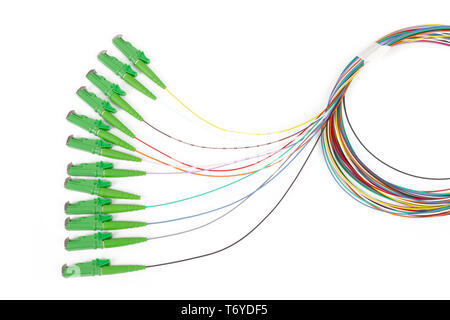 fiber optic single mode hybrid patch cord Stock Photo