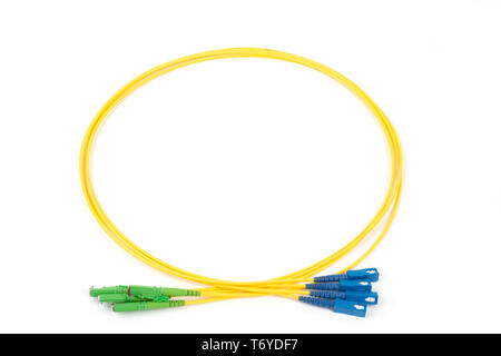 fiber optic single mode hybrid patch cord Stock Photo