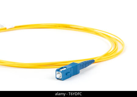 fiber optic single mode hybrid patch cord Stock Photo