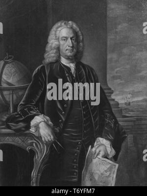 Engraved portrait of Arthur Dobbs, the seventh Governor of North Carolina, a British colonial official from Ayrshire, Scotland, 1765. From the New York Public Library. () Stock Photo