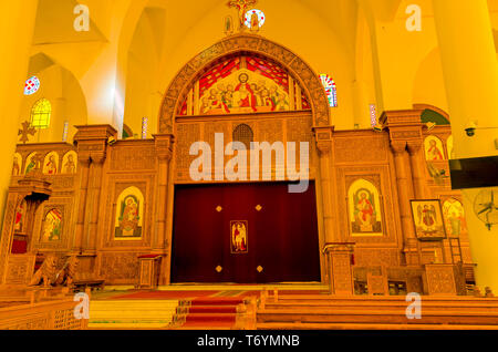 Archangel Michael Coptic Orthodox Cathedral interior, Aswan, Egypt Stock Photo