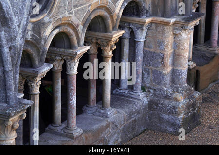 Cloister, Lagrasse Abbey, Aude, France Stock Photo