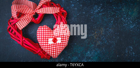 Valentines day background with two red hearts Stock Photo
