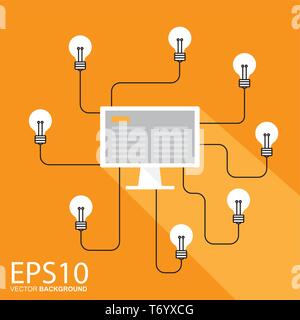 Education concept. Power of knowledge and idea from computer. Stock Vector