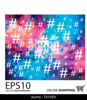 hashtag icon on colorful background. Illustration. Stock Vector