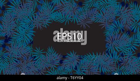 Tropical blue leaf pattern background. Stock Vector