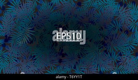 Tropical blue leaf pattern background. Stock Vector