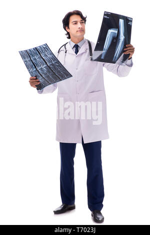 Young handsome doctor radiologist isolated in white Stock Photo