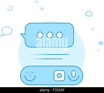 Mobile Chat Design Flat Vector Icon. Dialogue and Communication Illustration. Light Flat Style. Blue Monochrome Design. Editable Stroke. Adjust Line W Stock Vector