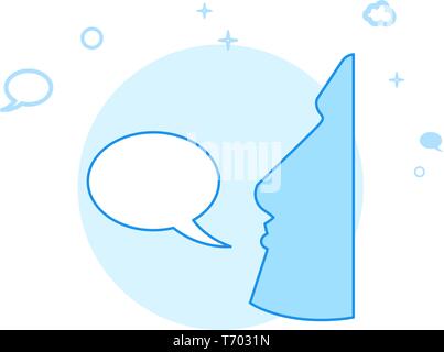 Quotation, Quote, Saying Flat Vector Icon. Dialogue and Communication Illustration. Light Flat Style. Blue Monochrome Design. Editable Stroke. Adjust  Stock Vector