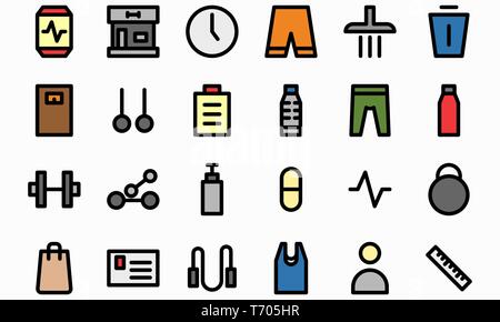 Gym Equipment Flat Color Vector Objects Set. Bodybuilding