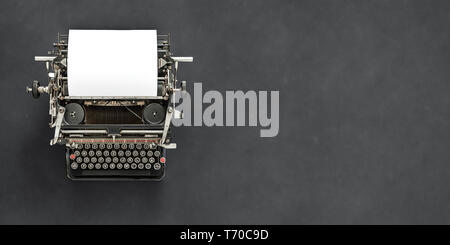 Vintage typewriter with blank sheet of paper retro technology Stock Photo