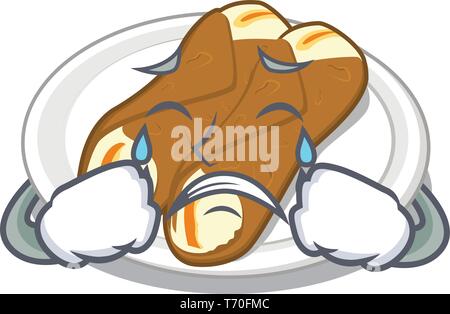 Crying cannoli isolated with in the character Stock Vector