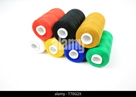 Sewing threads of different colors in beautiful pattern Stock Photo - Alamy