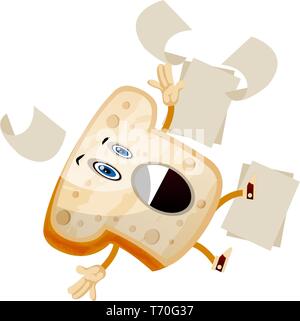 Falling Bread illustration vector on white background Stock Vector