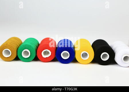 sewing thread in different colors Stock Photo