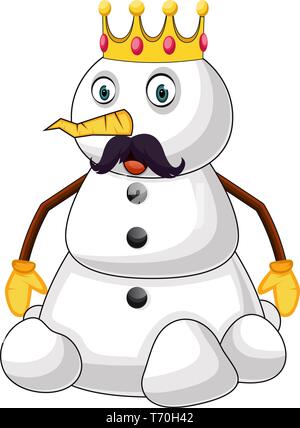 Snowman the king illustration vector on white background Stock Vector