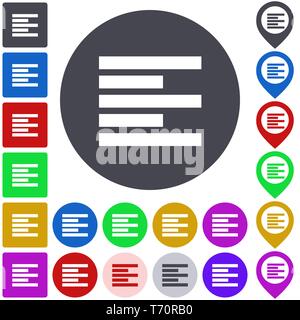 Left align icon, button, symbol set Stock Vector
