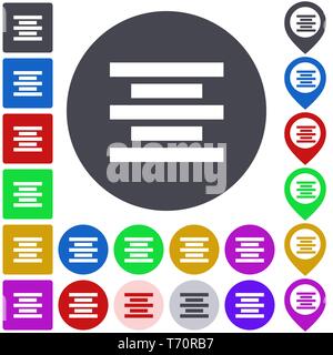 Center align icon, button, symbol set Stock Vector