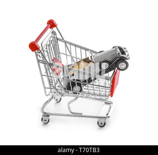 Toy car in shopping cart Stock Photo