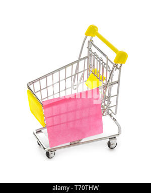 Note paper on shopping cart Stock Photo