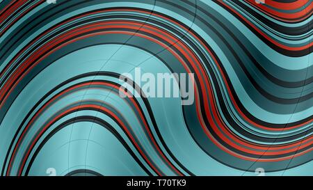 dark slate gray, firebrick and medium aqua marine abstract wavy wallpaper background. Stock Photo